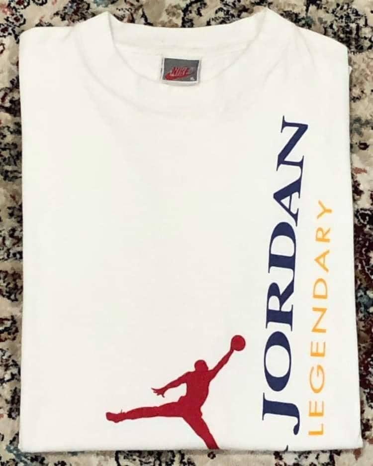 【国産正規品】90s NIKE AIR JORDAN Legendary Print Tee 90年代 ナイキ エア ジョーダン プリント Tシャツ 銀タグ ボーイズサイズ USA製 G969 XLサイズ以上