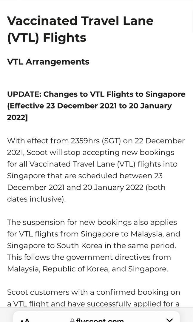 Vtl flight malaysia to singapore