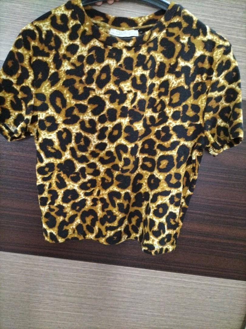 ZARA leopard print top, Fesyen Wanita 