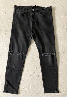 Zara Washed Black Denim Ripped Jeans Size 32