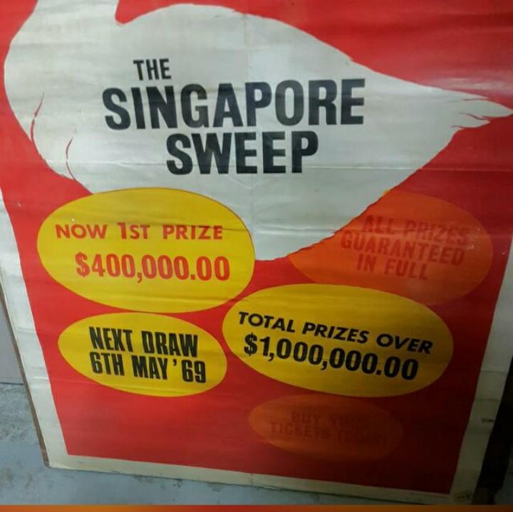 1969 The Singapore Sweep Poster, Hobbies & Toys, Memorabilia