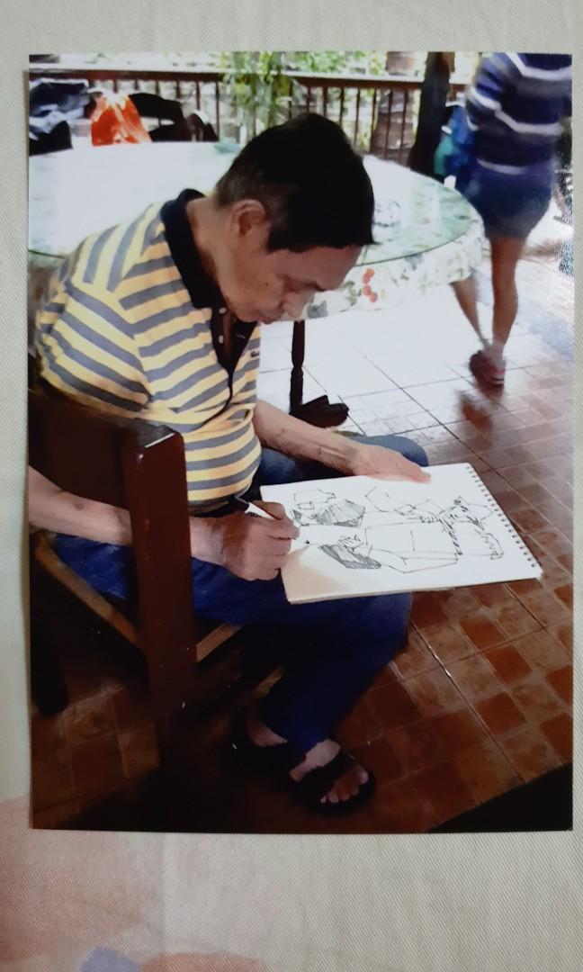 Angel Cacnio (Category: Art & Prints) located in Quezon City. Submitted by sapphirene (Listing ID 1137276016, Image 2). Description: Artist: Angel Cacnio title: Nagtutuba size: 11 "× 14" medium: pental on paper w / COA and picture of Angel Cacnio on spot sketching at home..