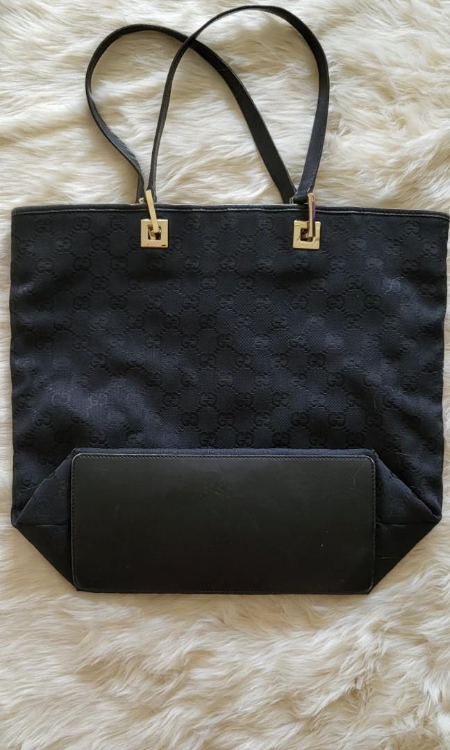 Gucci black 2025 canvas tote bag