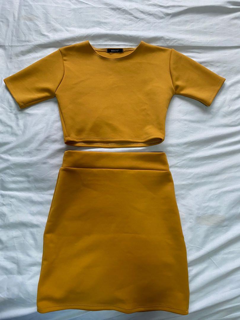 BSCO mustard coordinates (Category: Sets or Coordinates) located in Cainta. Submitted by sanri0girl (Listing ID 1137364027, Image 1). Description: 10/10 condition! super flattering because it hugs your body well :) best fits XS-S .