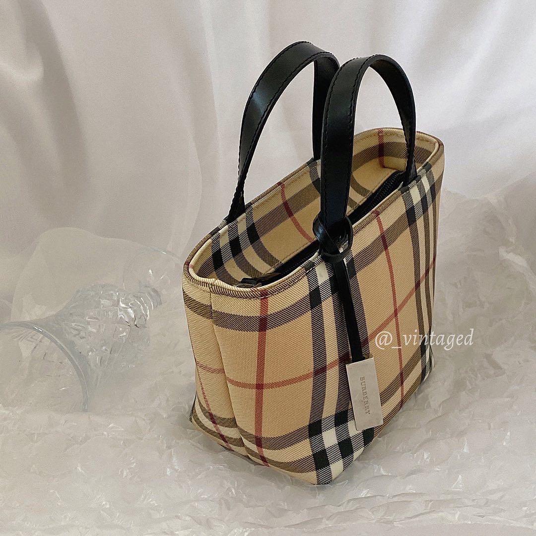 Burberry Vintage Neutral Mini Tote Bag Nova Check, Luxury, Bags & Wallets  on Carousell