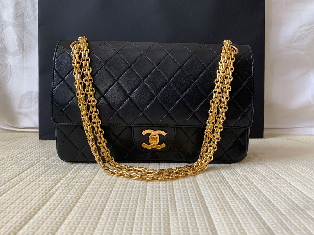 Chanel Vintage Medium Double Flap Mademoiselle 24K Gold Reissue