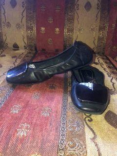 COACH black leather doll shoes