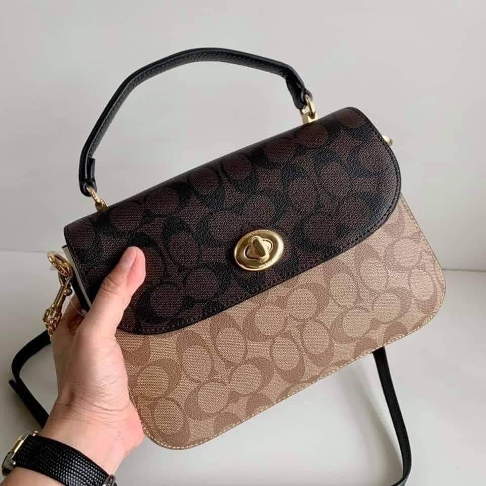 Coach Marlie Top Handle Satchel In Blocked Signature Canvas, Women's