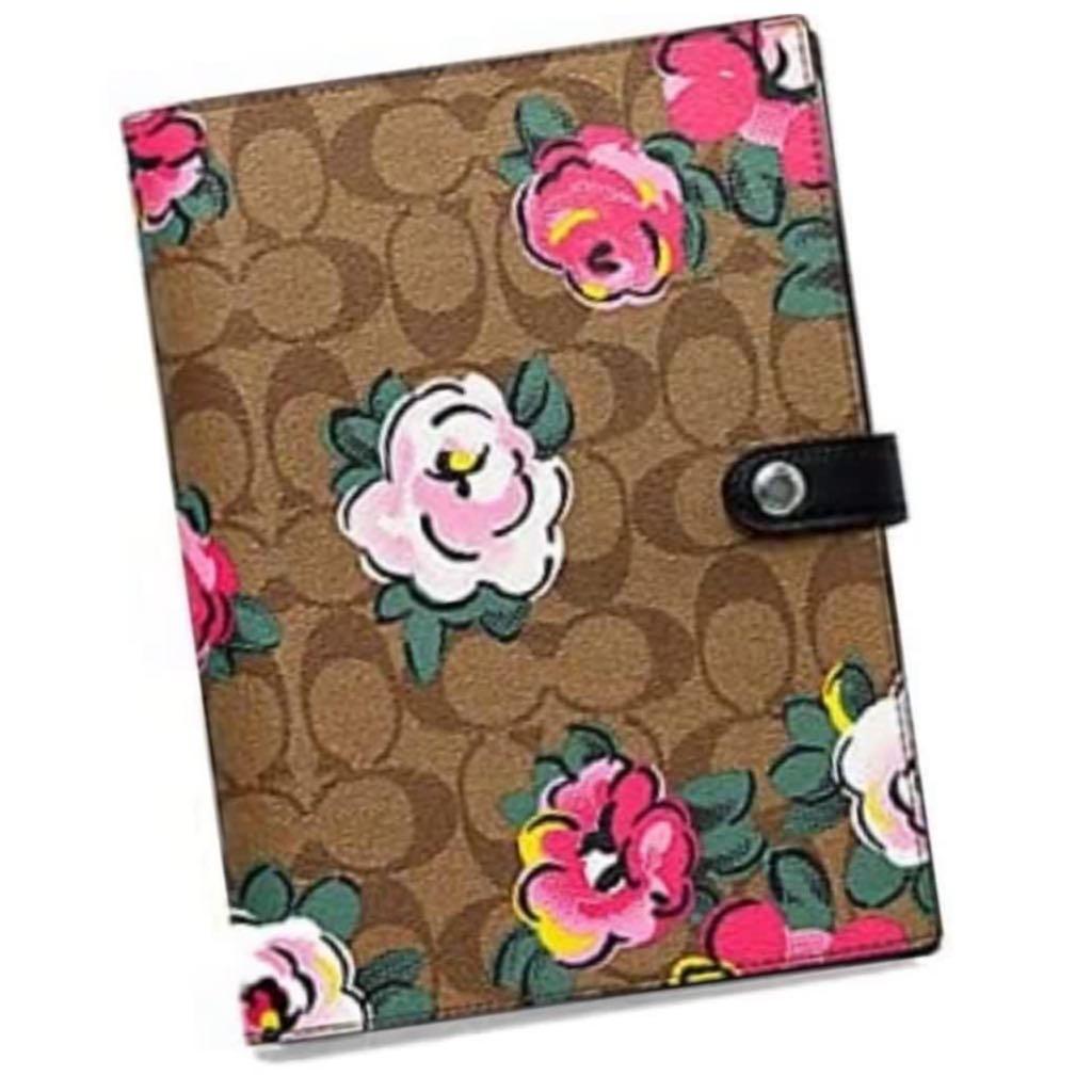 Coach Notebook Journal signature canvas with vintage rose print, Women