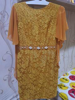 Dress Brukat Mustard
