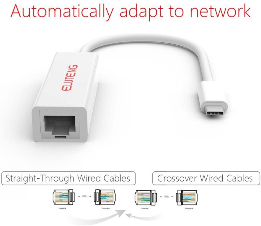 ELUTENG USBC Cable 1000 / 100 / 10 Mbps Lan Type C to RJ45