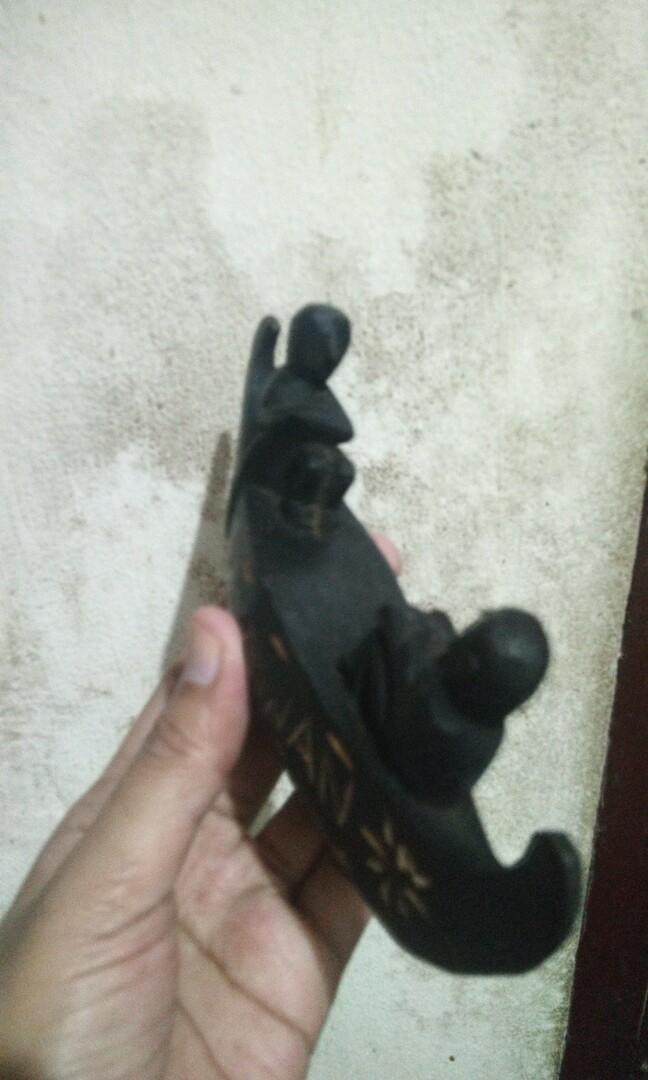 Ethnic wood carvings (Ifugao hunter, Palawan's coffin boat, Ifugao