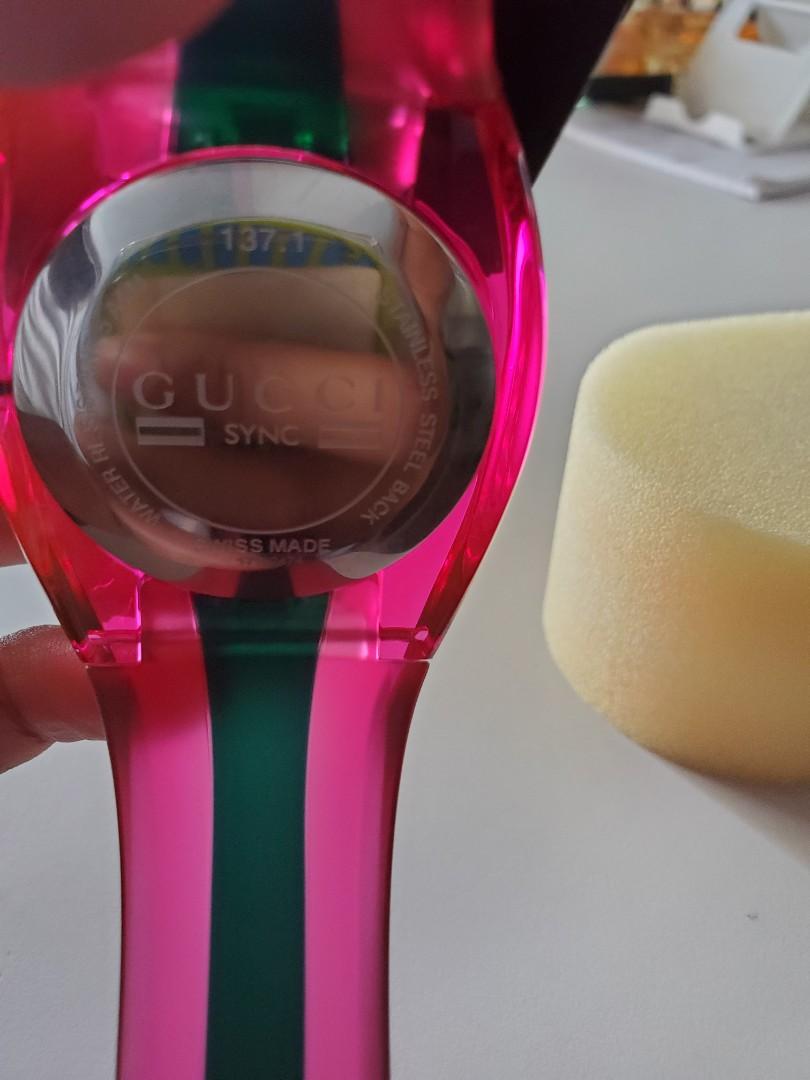 Gucci pink and green watch discount