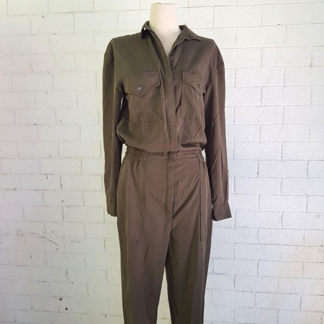 Army green 2025 jumpsuit h&m
