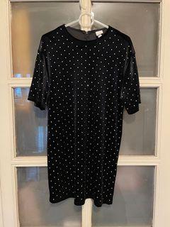 H&M Black Velvet Studded Short Dress size XS 34
