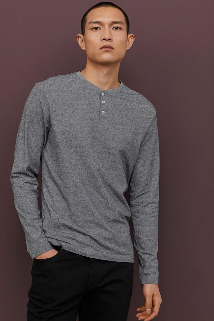 H\u0026m henley shirt longsleeved, Fesyen 