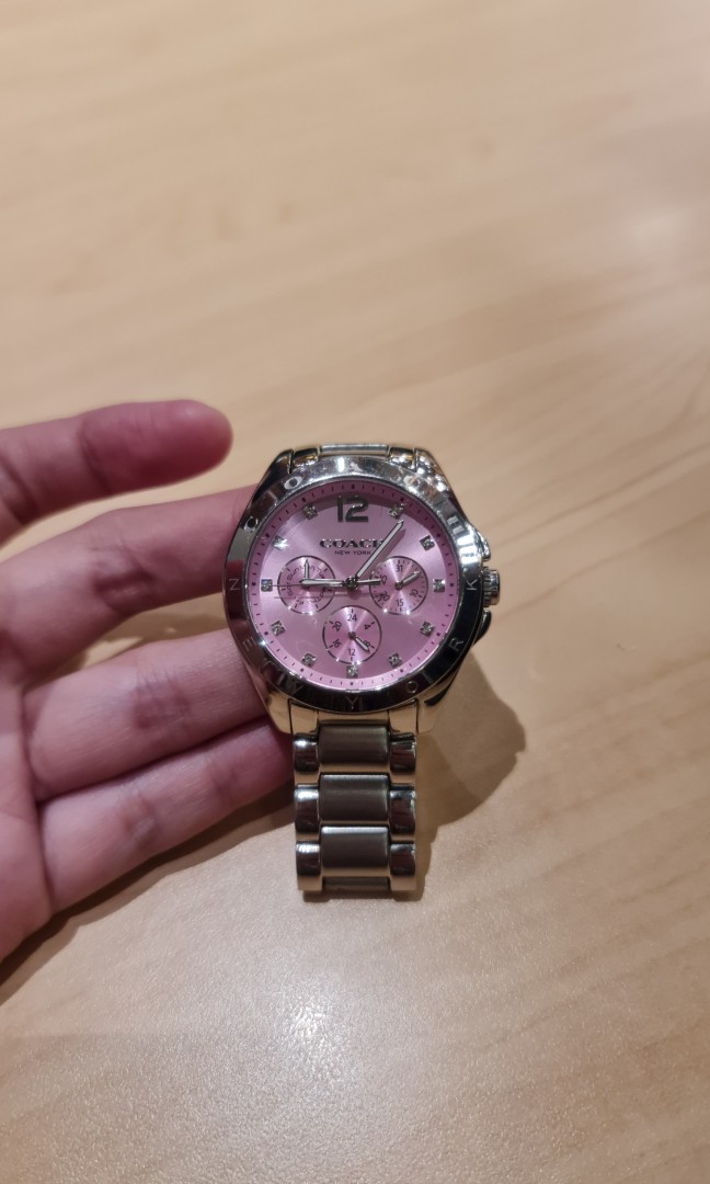 coach watch pink face