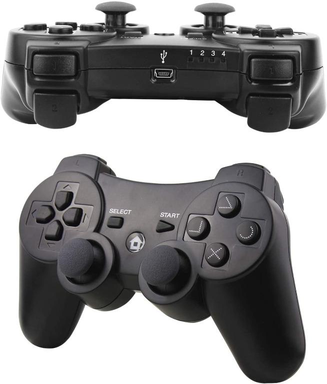 JAMSWALL PS3 Controller Wireless Bluetooth Joystick Dualshock3 Gamepad for Playstation 3 with Charger Cable Cord Black