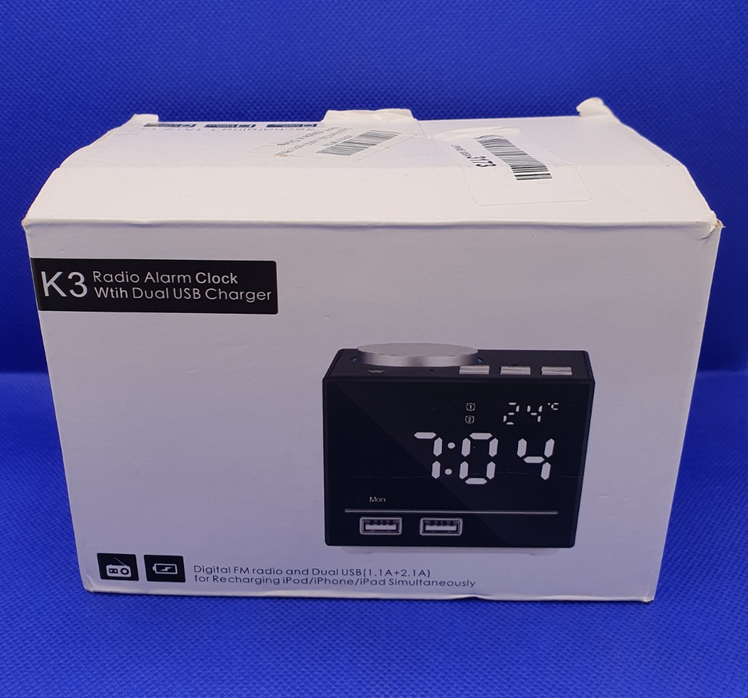 K3 Bluetooth Alarm Clock Speaker / Radio with Dual USB Charger