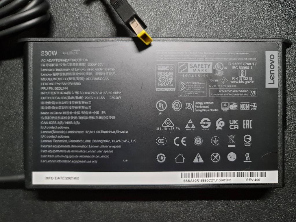 20V 11.5A 230W AC Power Adapter For Lenovo ThinkPad P1 G4