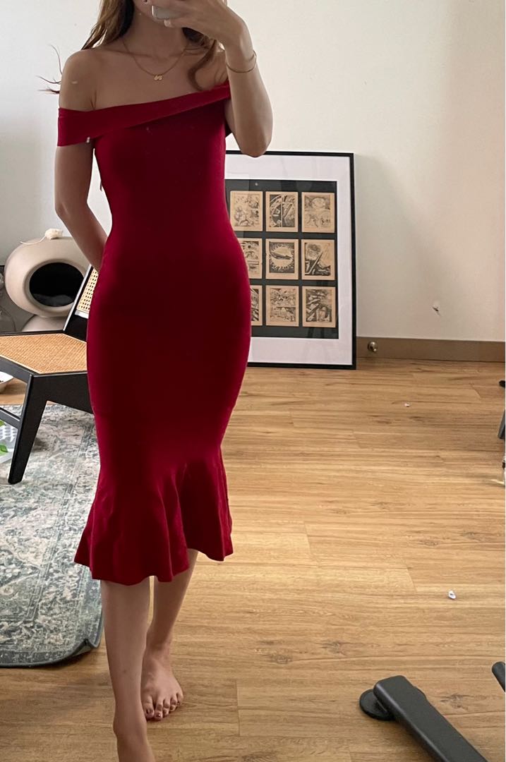 Off the shoulder 2025 mermaid midi dress