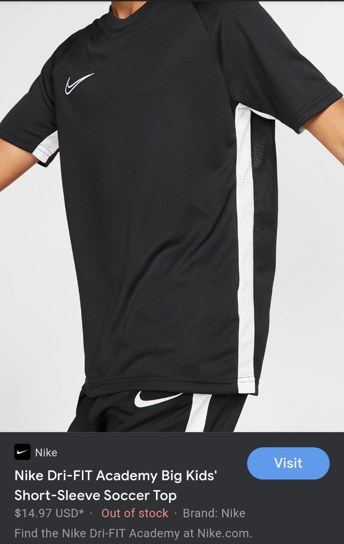 Dri-fit academy big kids' short-sleeve soccer top 2025