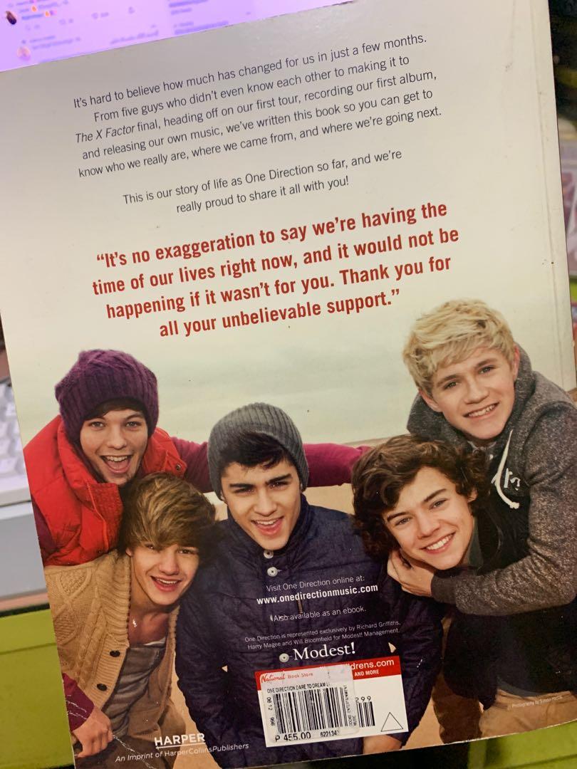One Direction - DARE TO DREAM OFFICIAL BOOK (Category: Magazines) located in Mandaluyong City. Submitted by sartorialdeclutter (Listing ID 1137326225, Image 2). Description: 100% OFFICIAL 1D DARE TO DREAM LIFE AS ONE DIRECTION BOOK / PHOTOBOOK with Diary from the boys. Published 2011 9/10 Condition MOP: Gcash/BPI MOD: Shopee checkout or same day delivery c/o buyer.
