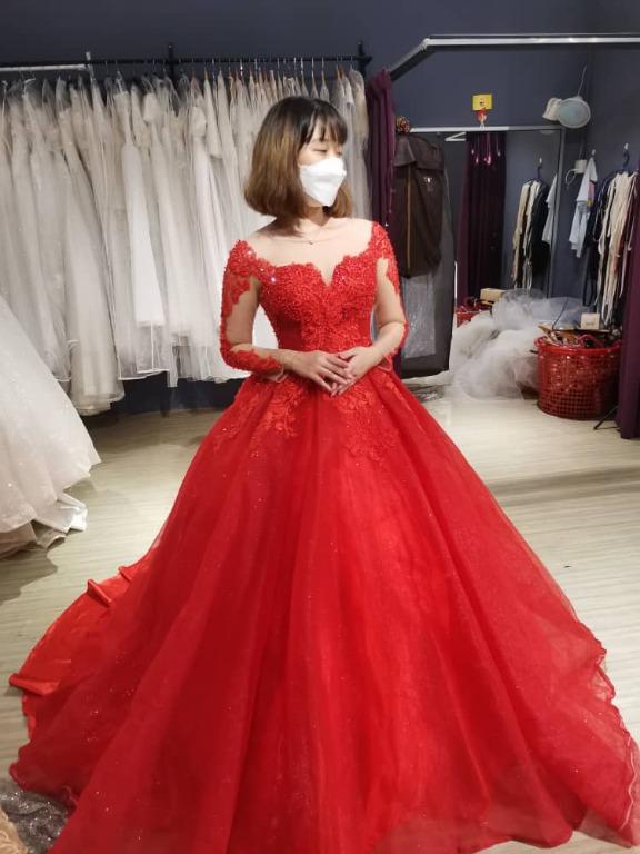 Full sleeve red gown top