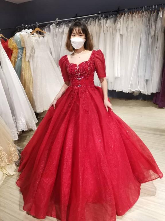 PREMIUM GRADE RED PRINCESS PUFF SELLVE BALL GOWN