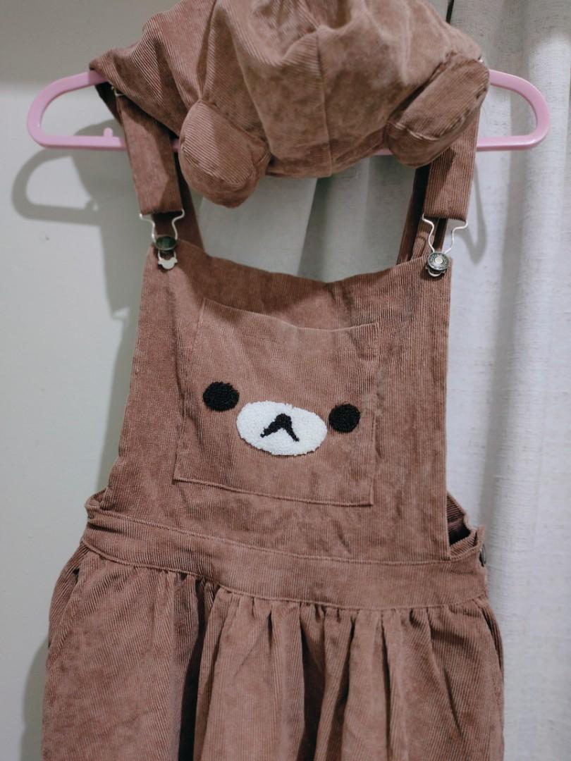 Kawaii rilakkuma bear shop dress overall hoodi