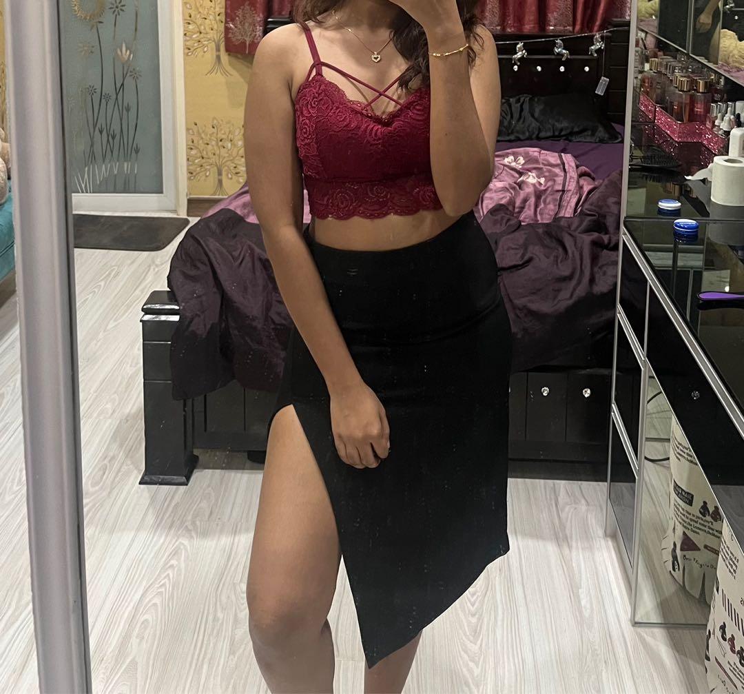 Sexy High Slit / Split Thigh / Asymmetrical Black Skirt