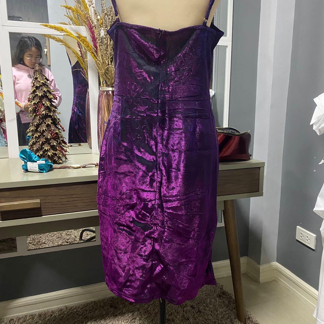 Shein Ladiess Dress. Plus Size. Party With Lace. Purple. Pleated