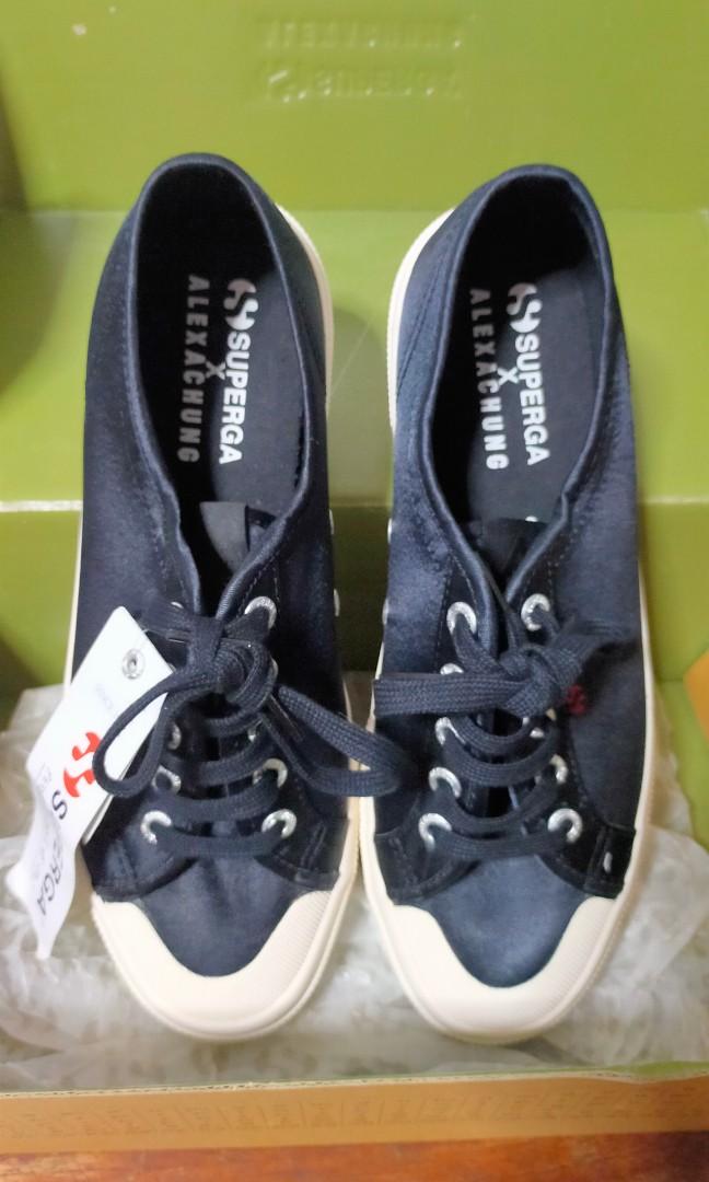 Superga black best sale satin