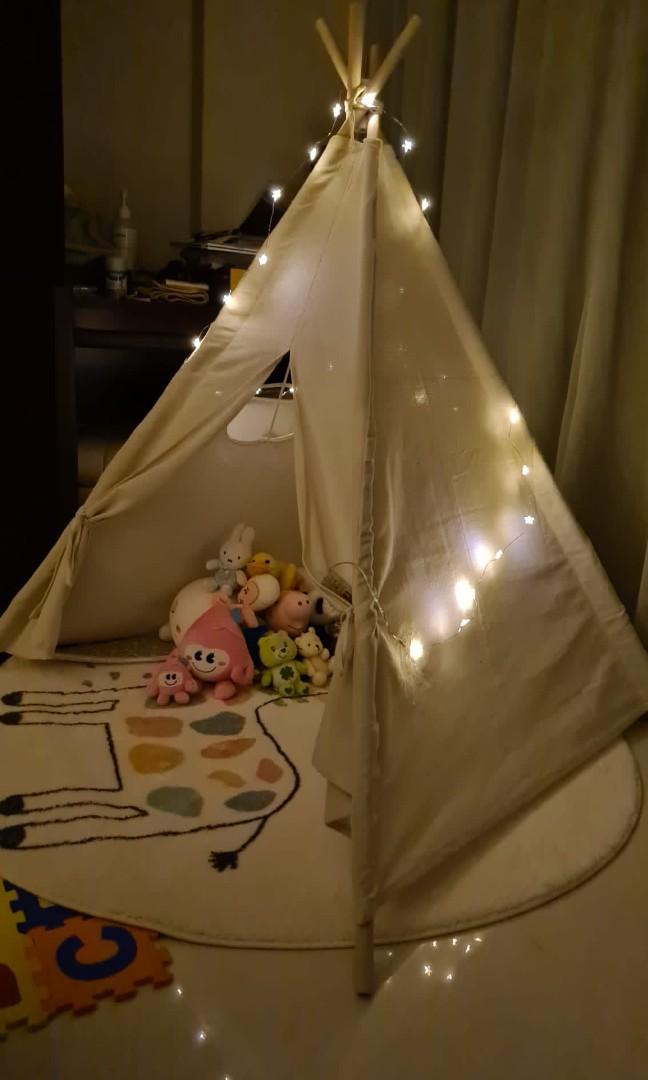 4.9ft Portable Teepee Play Tent Indian Play House for Baby Toddler Play 