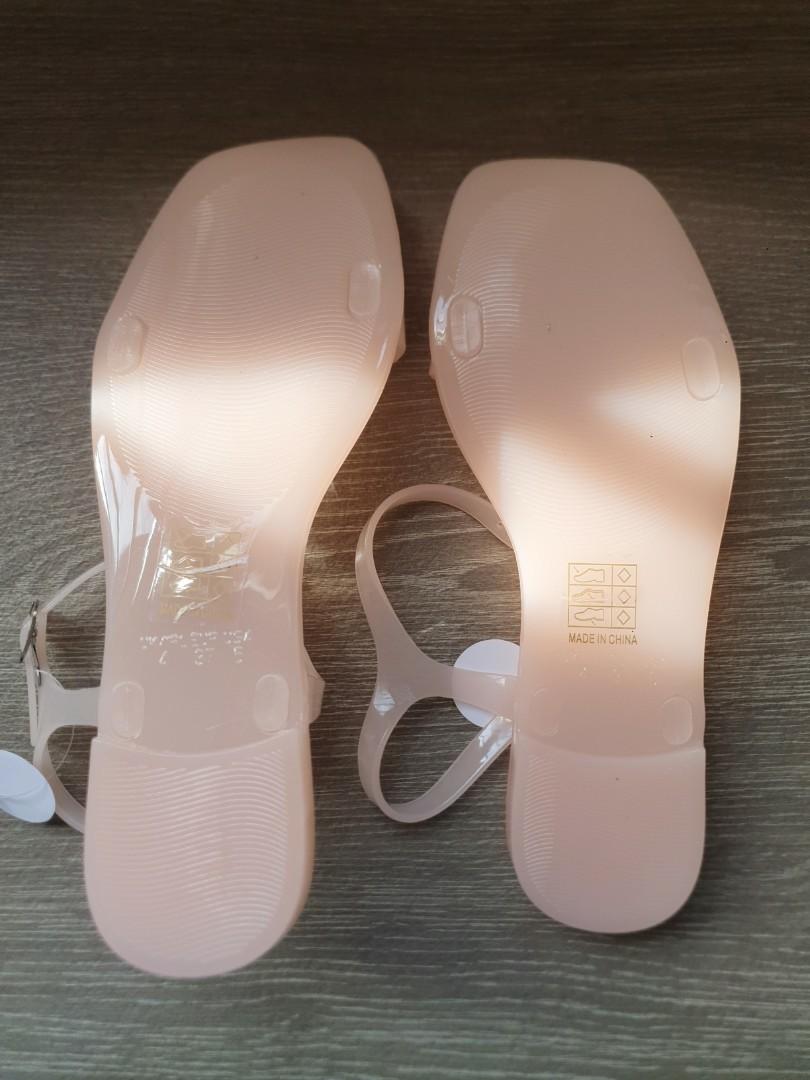 Truffle Collection Flat Jelly Sandals in Beige Wide Fit Size