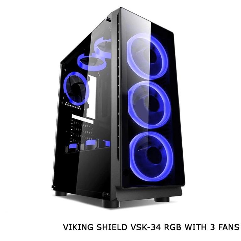 Viking VKS34 Shield Tempered Glass RGB Gaming Case With 3 RGB LED Multi