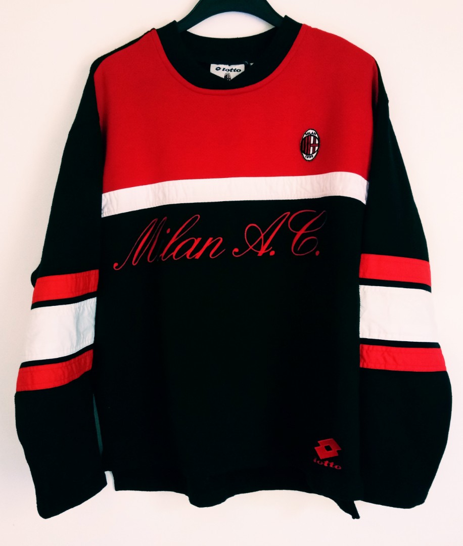 Vintage Rare Lotto AC Milan 90s Sweatshirt. Men s Fashion