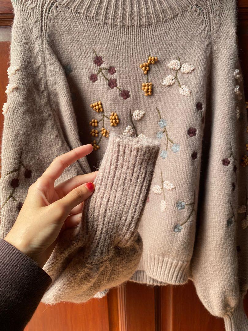 Zara beaded knit sweater new arrivals