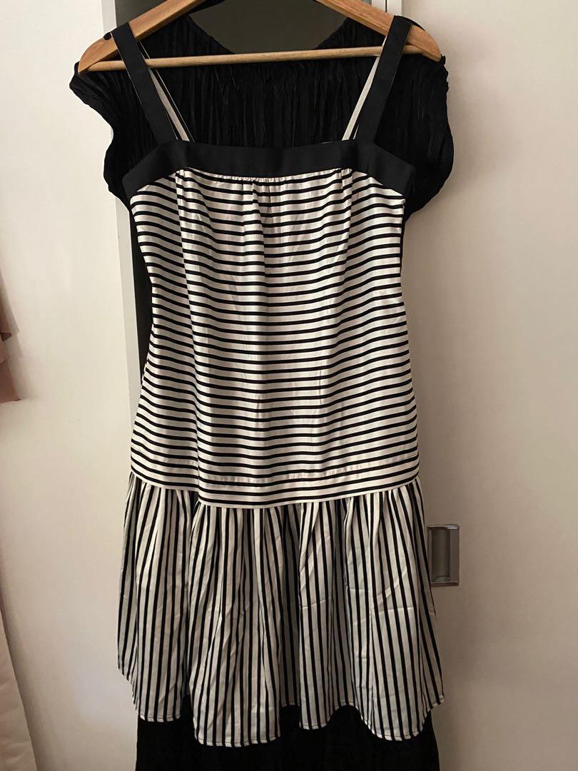 Zara black and white striped dress, Women's Fashion, Dresses & Sets ...