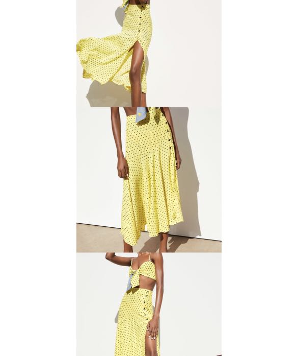 Yellow polka dot skirt zara outlet