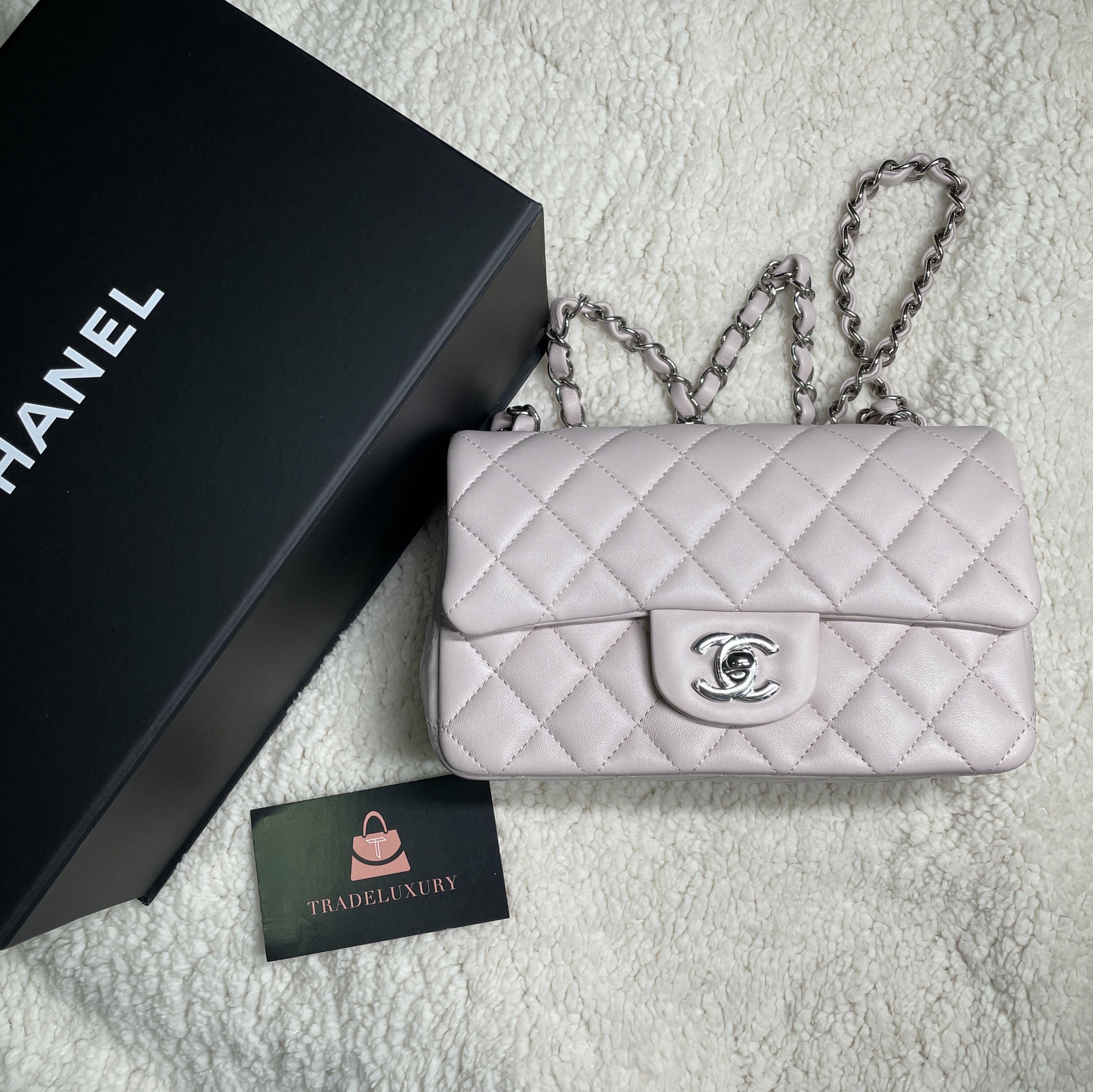 21B Chanel Classic Mini Rectangle Light Pink/Purple SHW