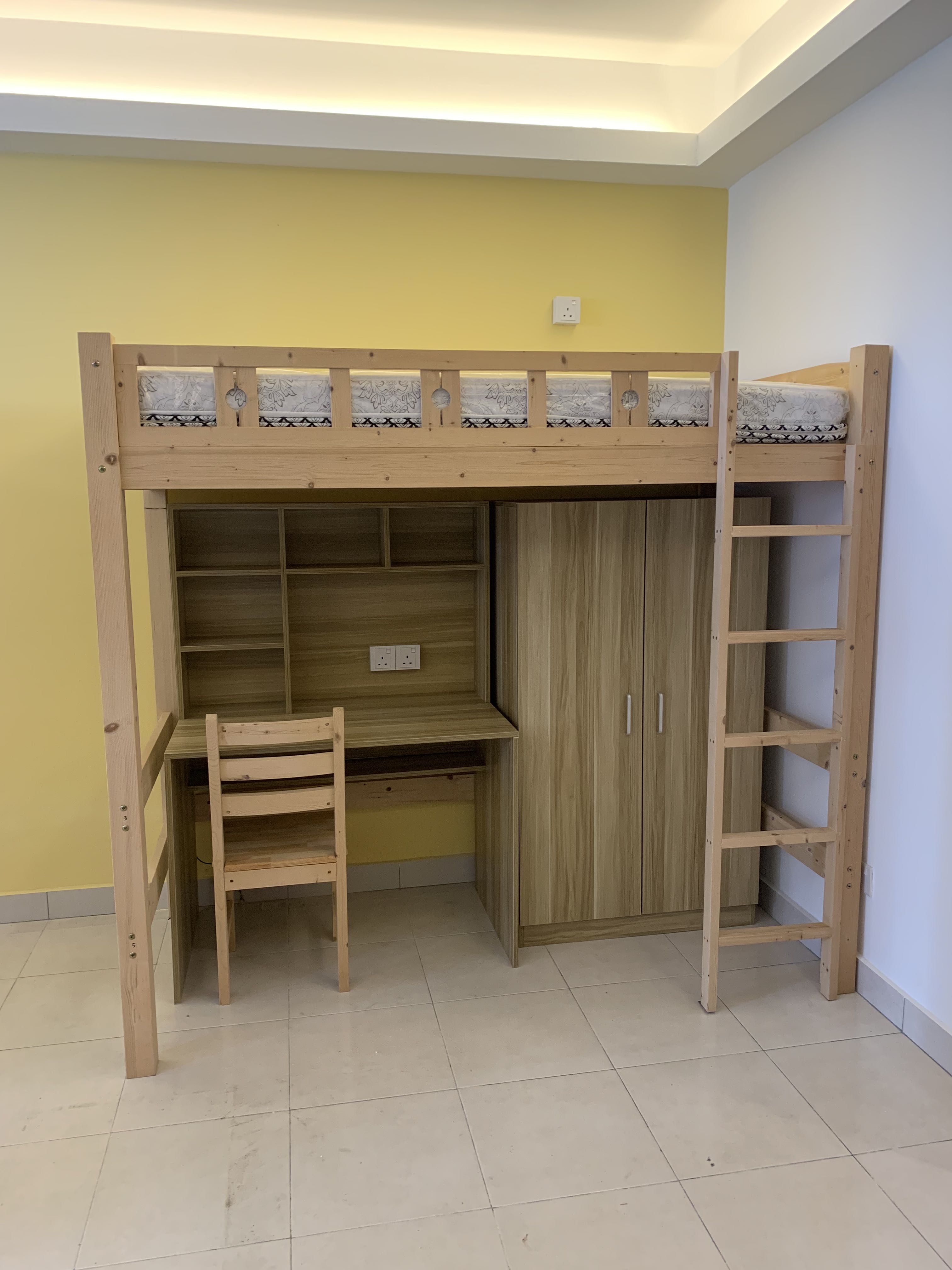 Double deck bed with table cheap