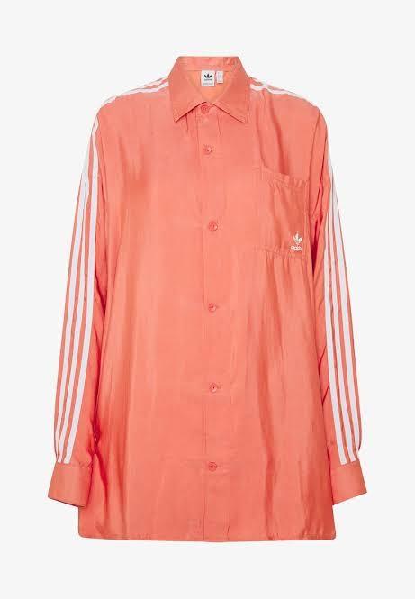 adidas orange satin button up shirt 