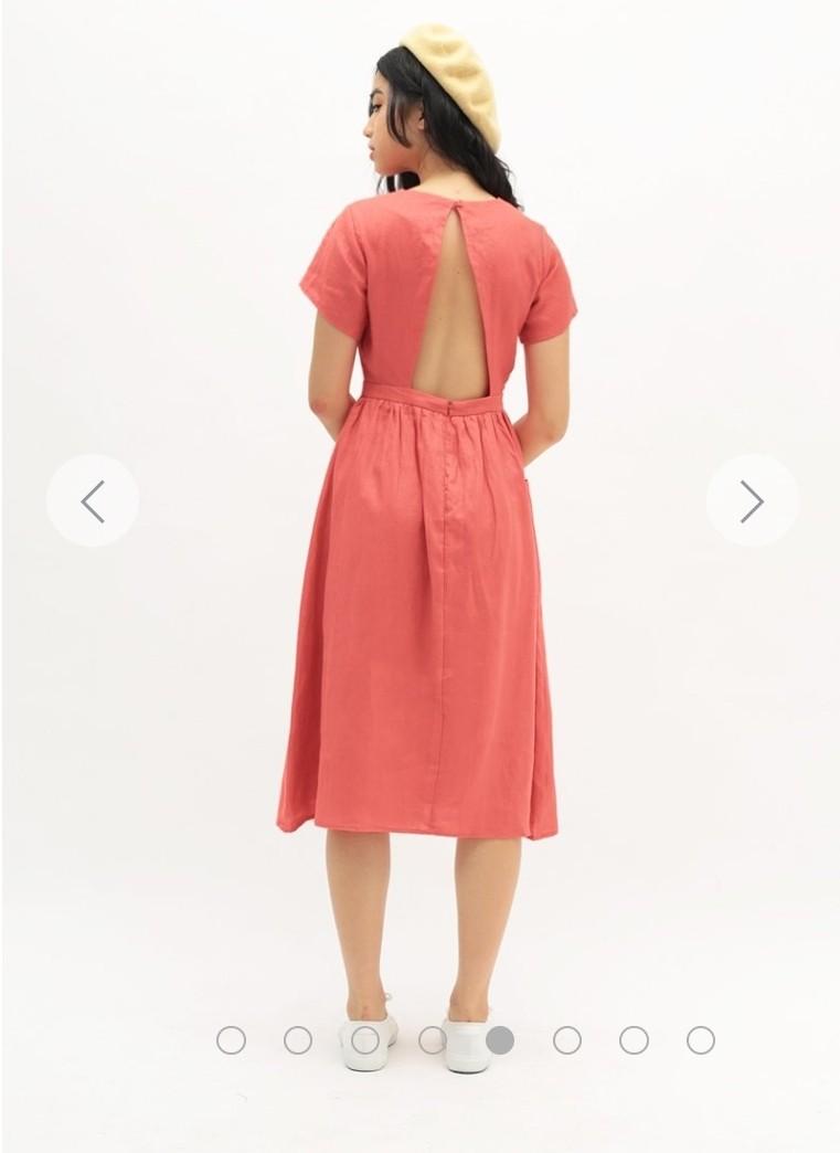 ARCADE X TEETEEHEEHEE PATCH POCKET DRESS IN CORAL, Women's Fashion