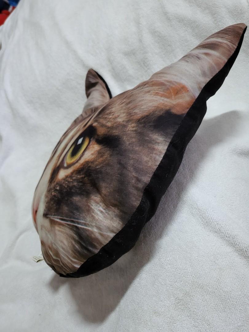 Authentic Daiso 3D Cute Cat Face Plush Soft Cushion Pillow