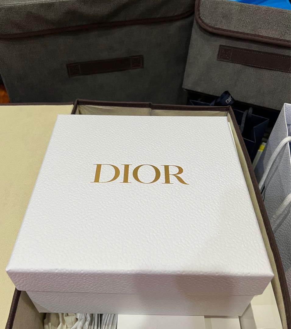 Dior Gift Bag White with Grey Logo 27cm x 23cm x 11cm  eBay