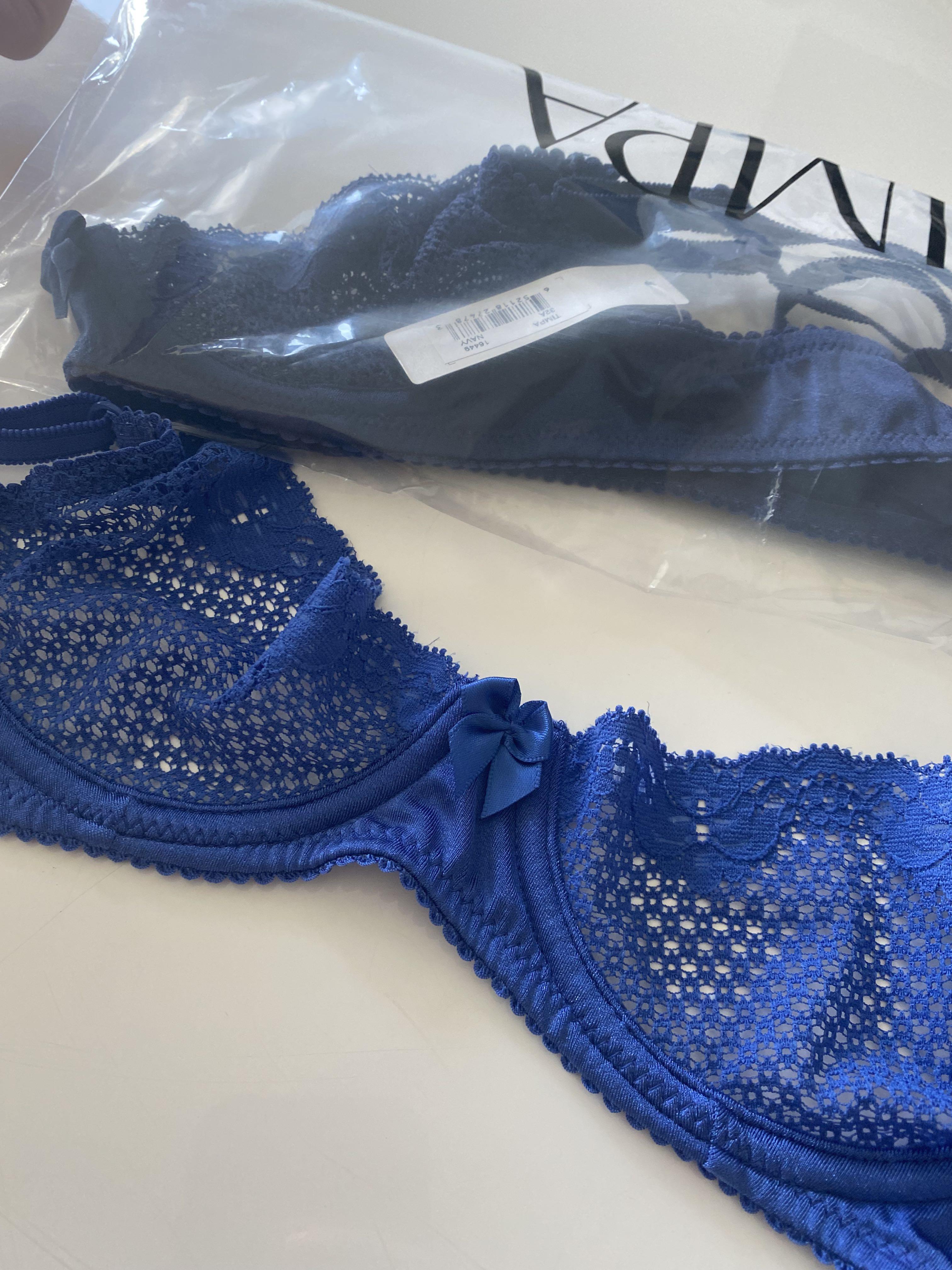 Bnib Timpa lingerie navy blue lace lacy bra 32A, Women's Fashion