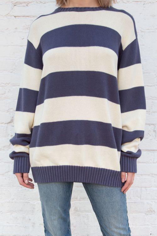 bnwot brandy melville blue striped brianna sweater Women s Fashion Coats Jackets and Outerwear on Carousell