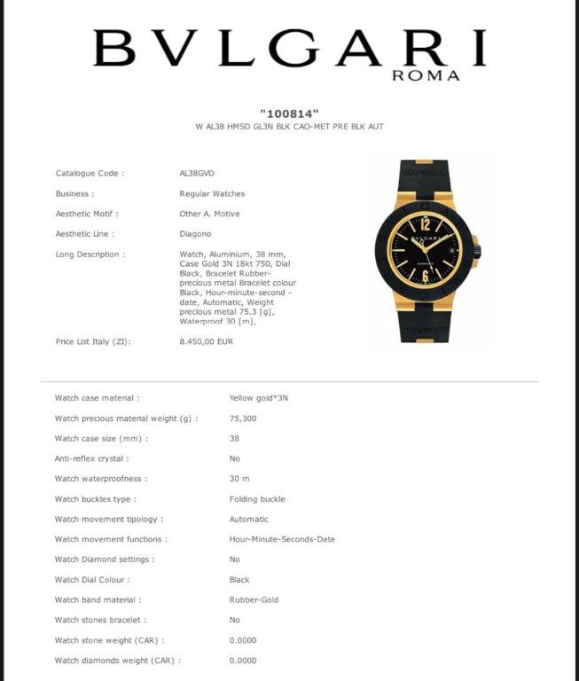 Bvlgari 38mm gold watch Luxury Watches on Carousell