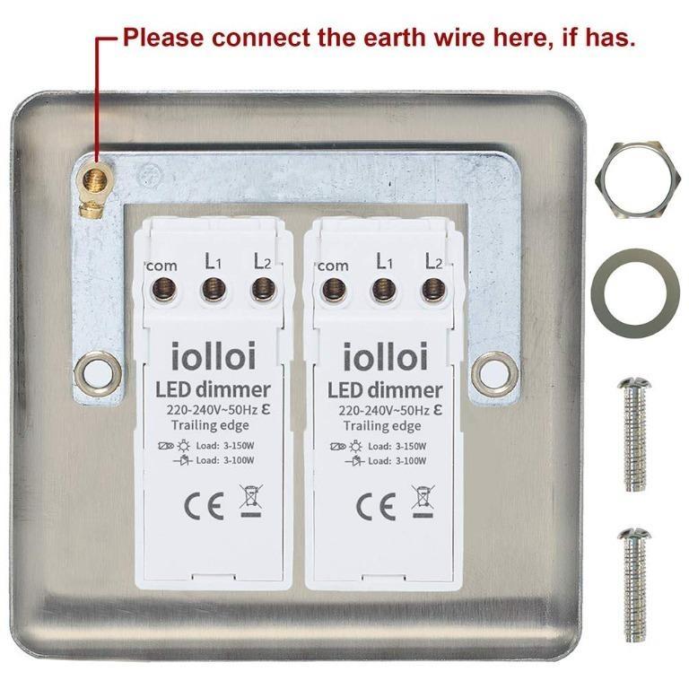 [C5094] iolloi LED-Dimmer-Switch 2 Gang 2-Way, Push on/Off Rotary ...